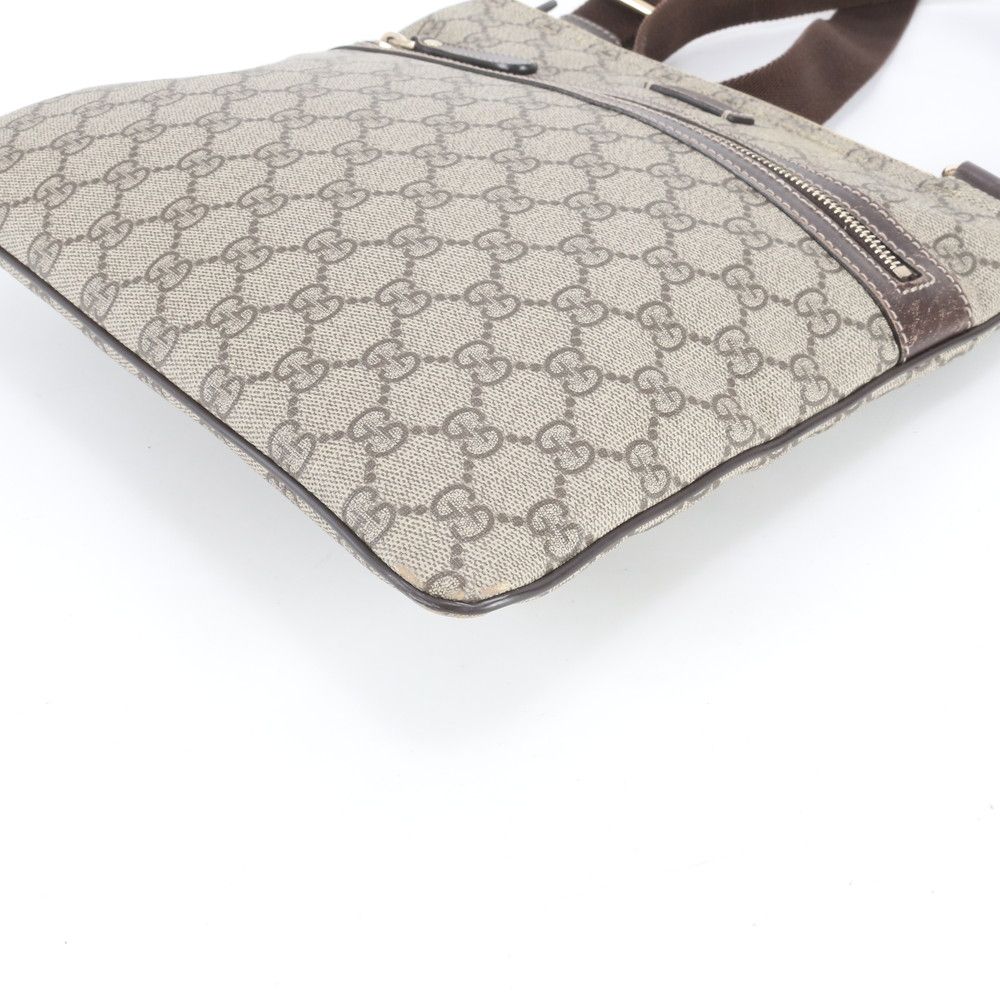 Gucci GG Supreme Leather Shoulder Bag Crossbody Messenger Business Brown — view 5