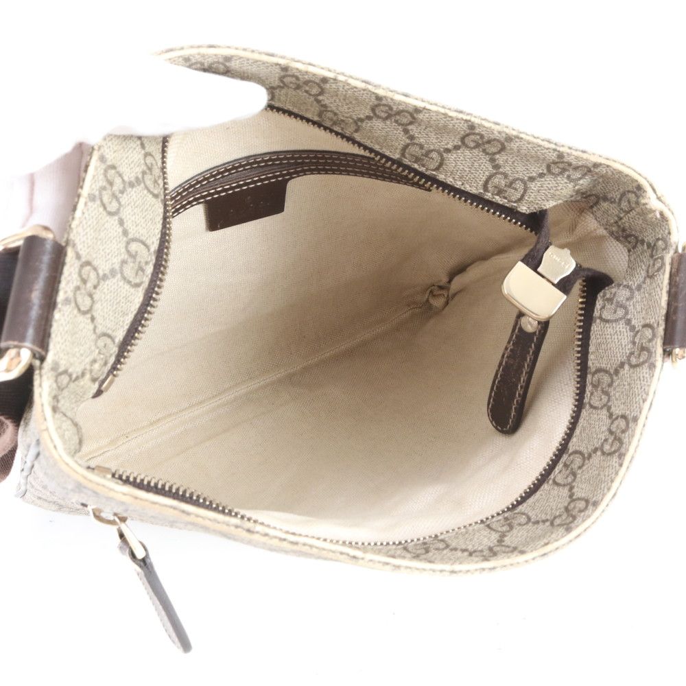 Gucci GG Supreme Leather Shoulder Bag Crossbody Messenger Business Brown — view 8