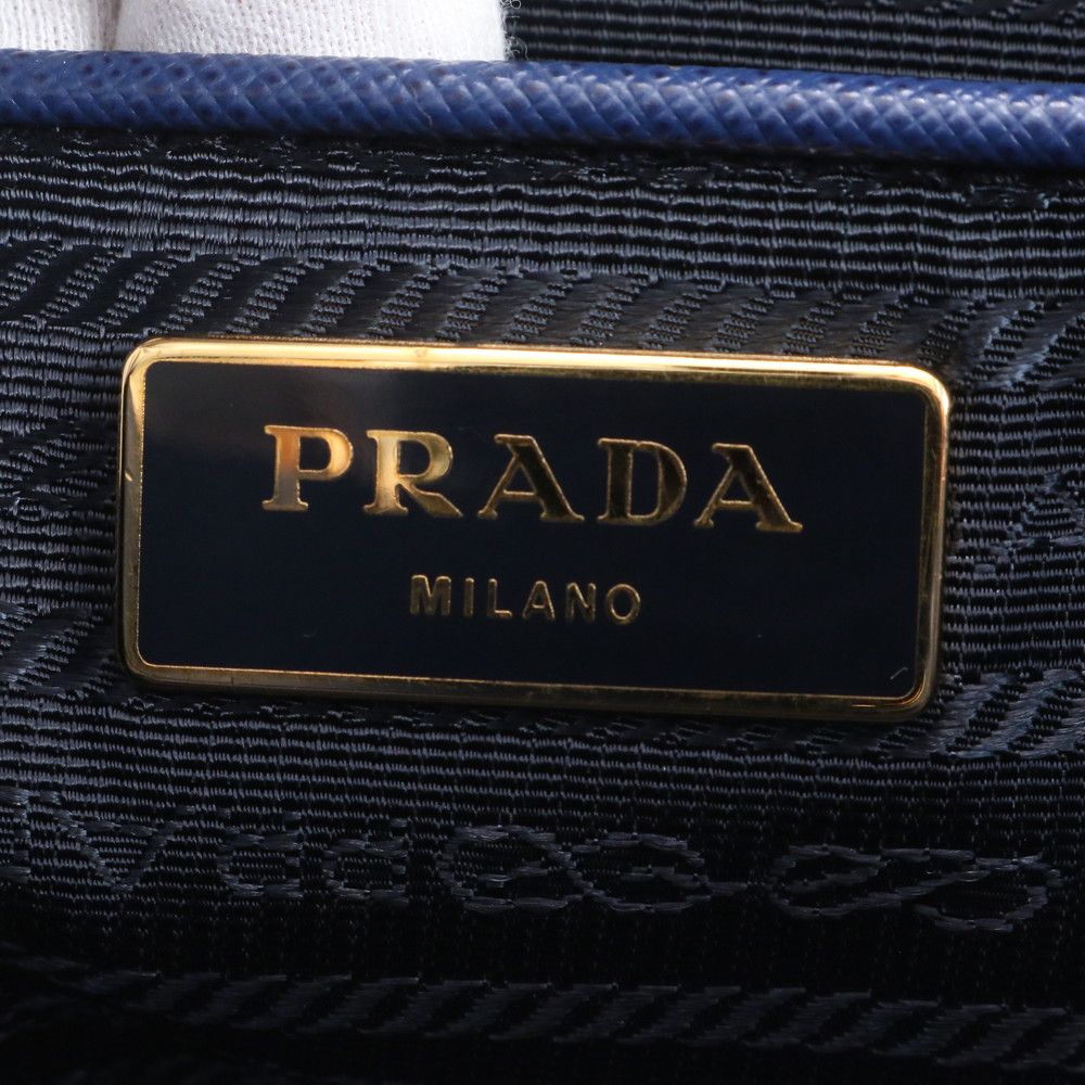 Prada Saffiano Galleria Leather Tote Triangle Logo Blue — view 8