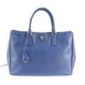 Prada Saffiano Galleria Leather Tote Triangle Logo Blue