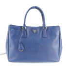 Prada Saffiano Galleria Leather Tote Triangle Logo Blue