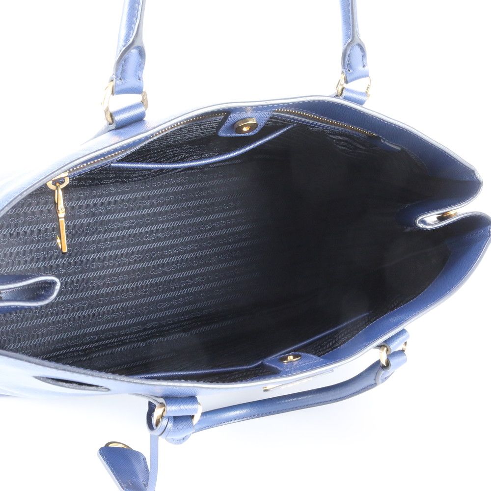 Prada Saffiano Galleria Leather Tote Triangle Logo Blue — view 7