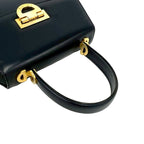 Celine Vintage Logo Calf Leather 2-Way Mini Tote Shoulder Bag Navy — view 4