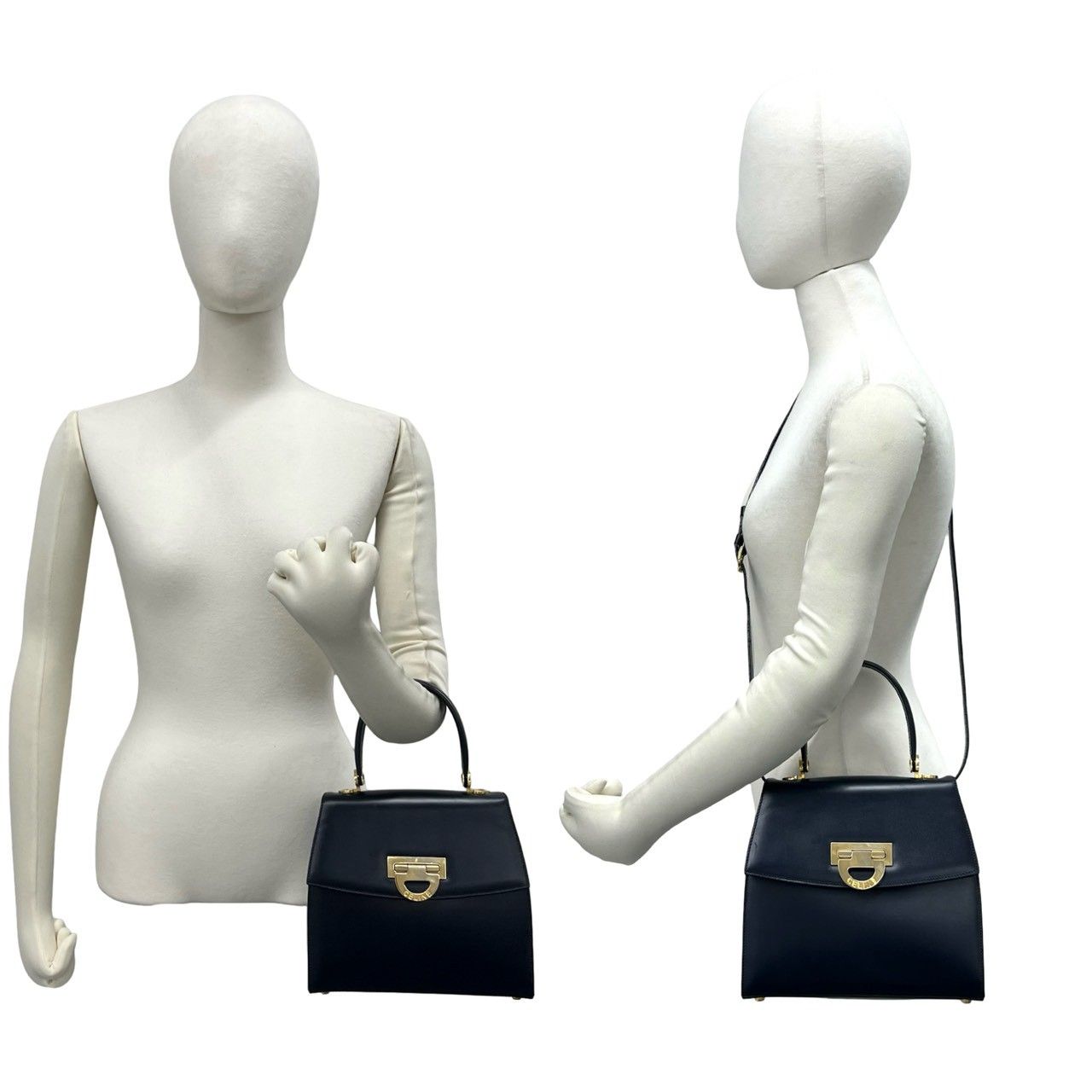 Celine Vintage Logo Calf Leather 2-Way Mini Tote Shoulder Bag Navy — view 2