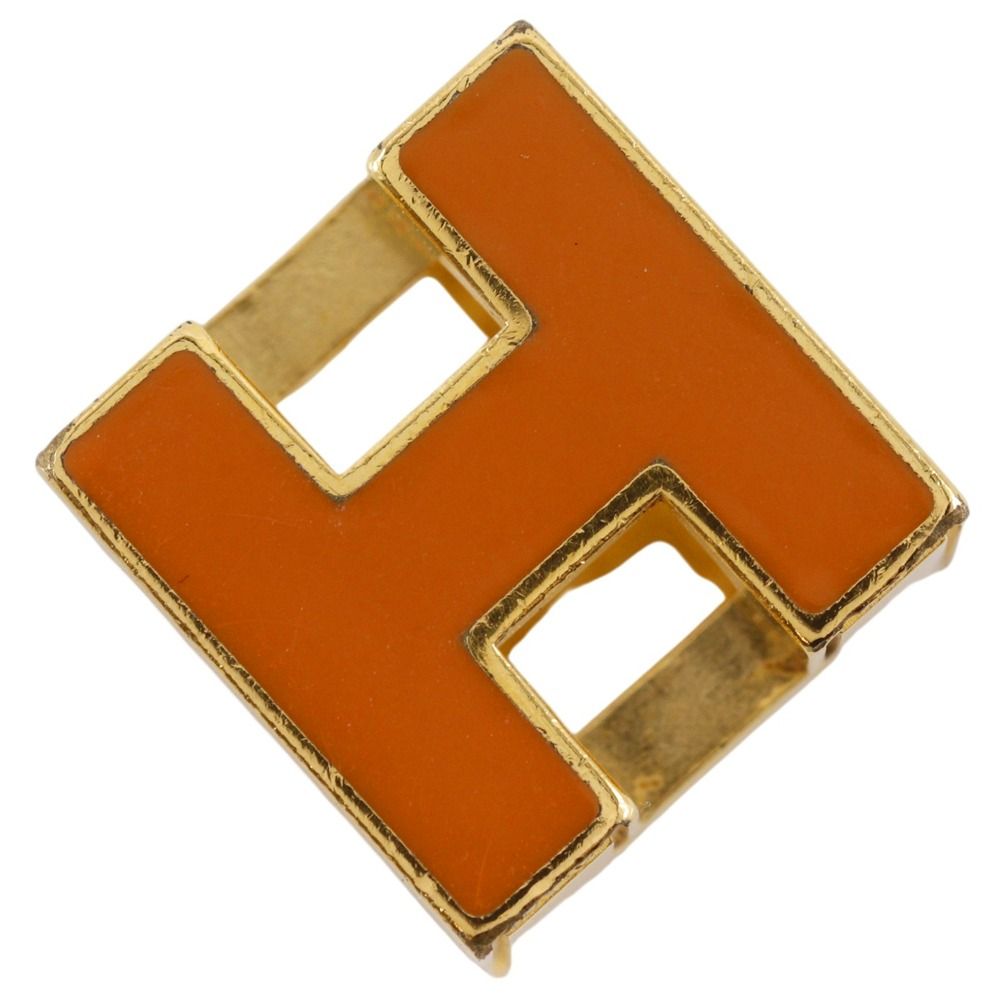 Hermes Cube Cage Ash Gold Plated Orange Pendant