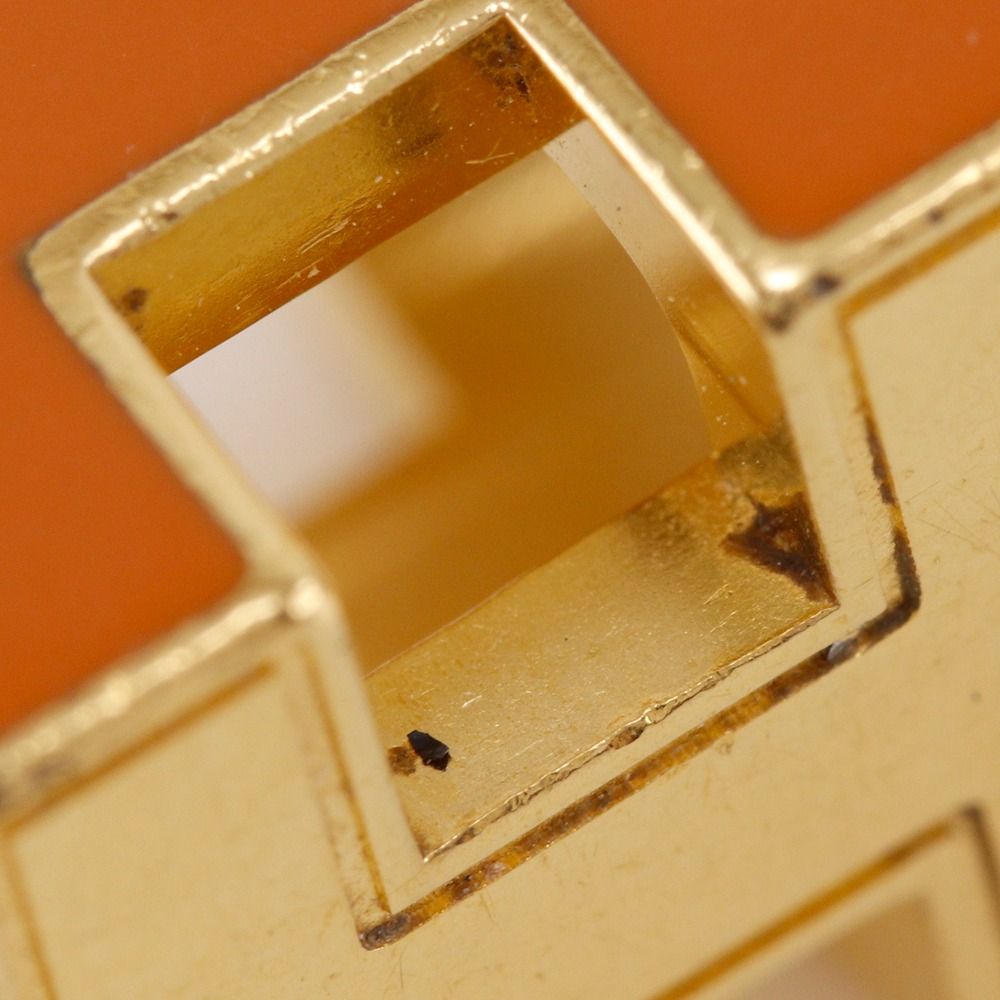 Hermes Cube Cage Ash Gold Plated Orange Pendant — view 7