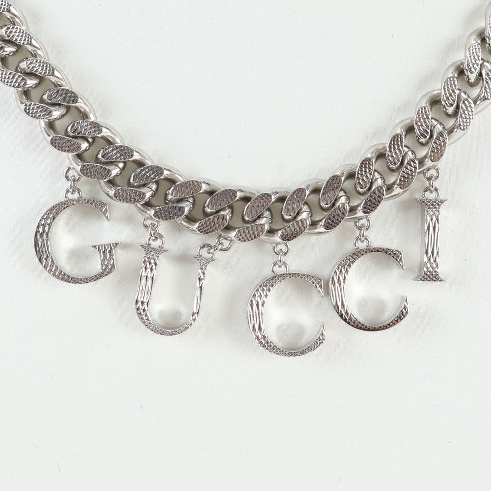Gucci Script Logo Choker Necklace Silver — view 2
