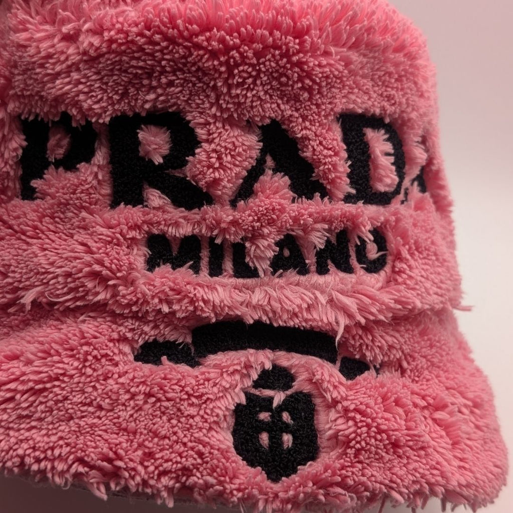 Prada Bucket Hat Terry Fur Pink Logo — view 5