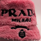 Prada Bucket Hat Terry Fur Pink Logo — view 5
