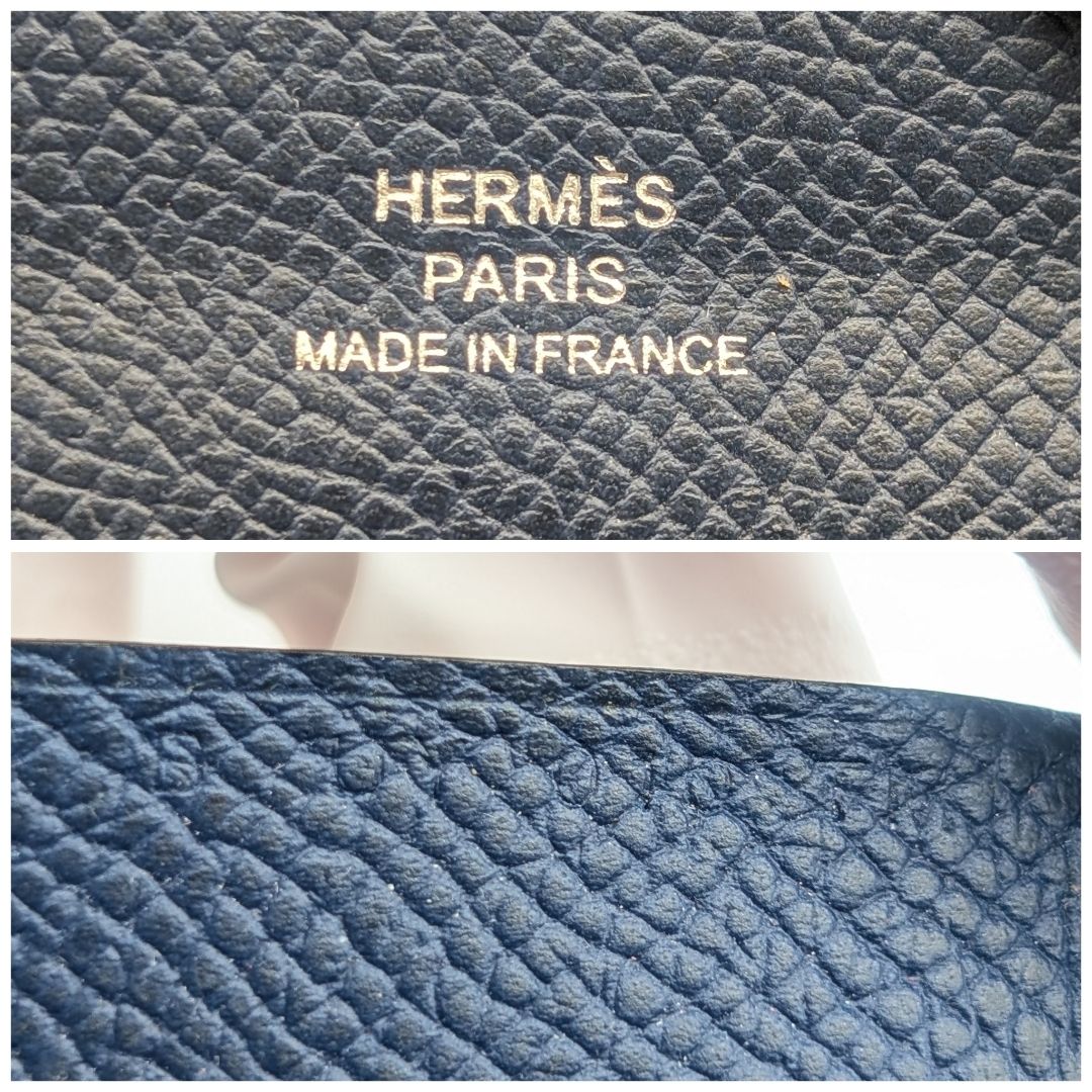 Hermes Calvi Duo Veau Epsom Navy Coin Case Business — view 9