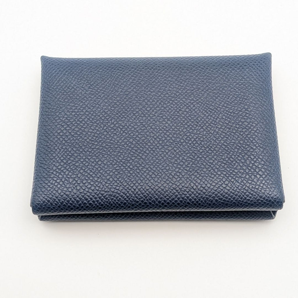Hermes Calvi Duo Veau Epsom Navy Coin Case Business — view 3