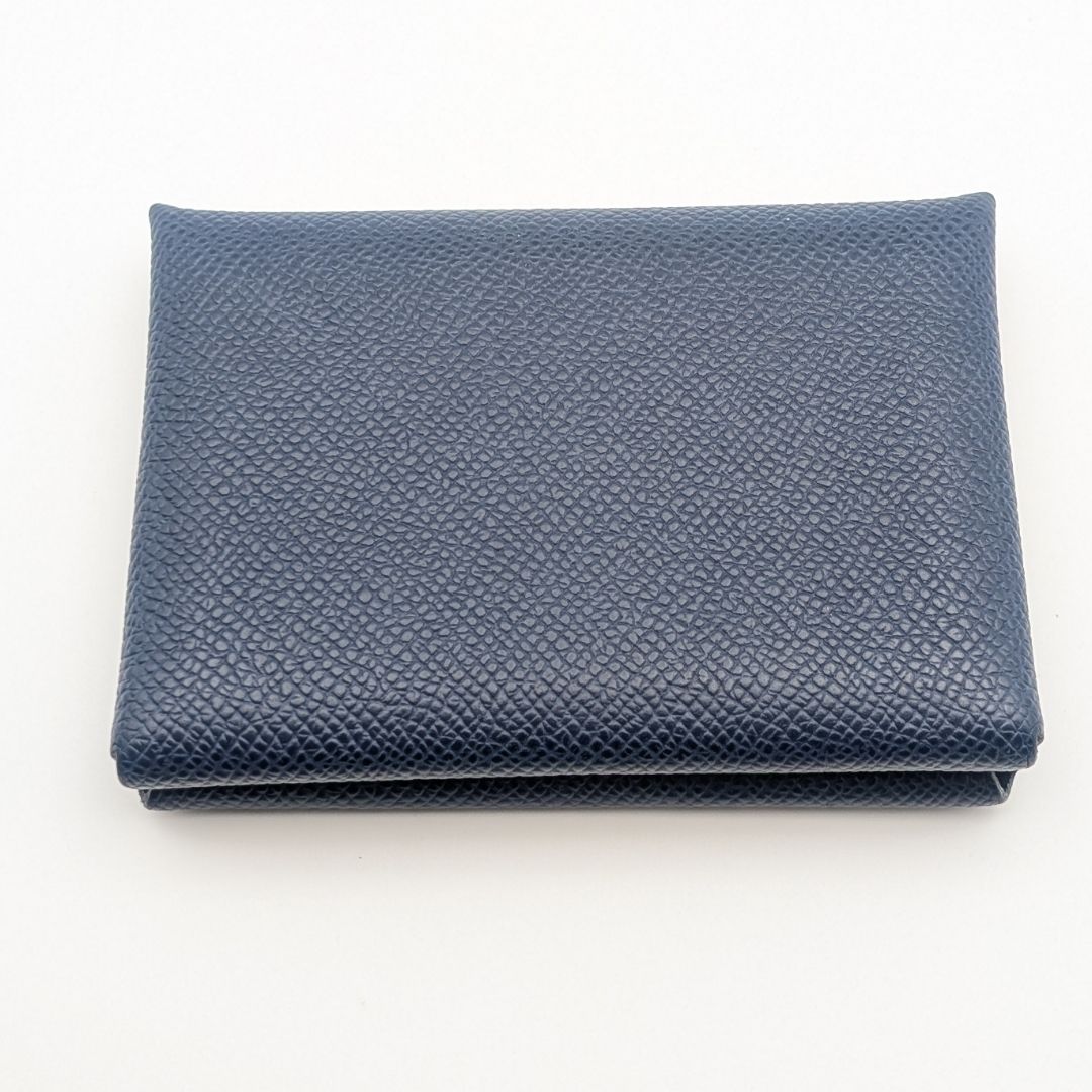Hermes Calvi Duo Veau Epsom Navy Coin Case Business — view 3