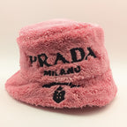 Prada Bucket Hat Terry Fur Pink Logo