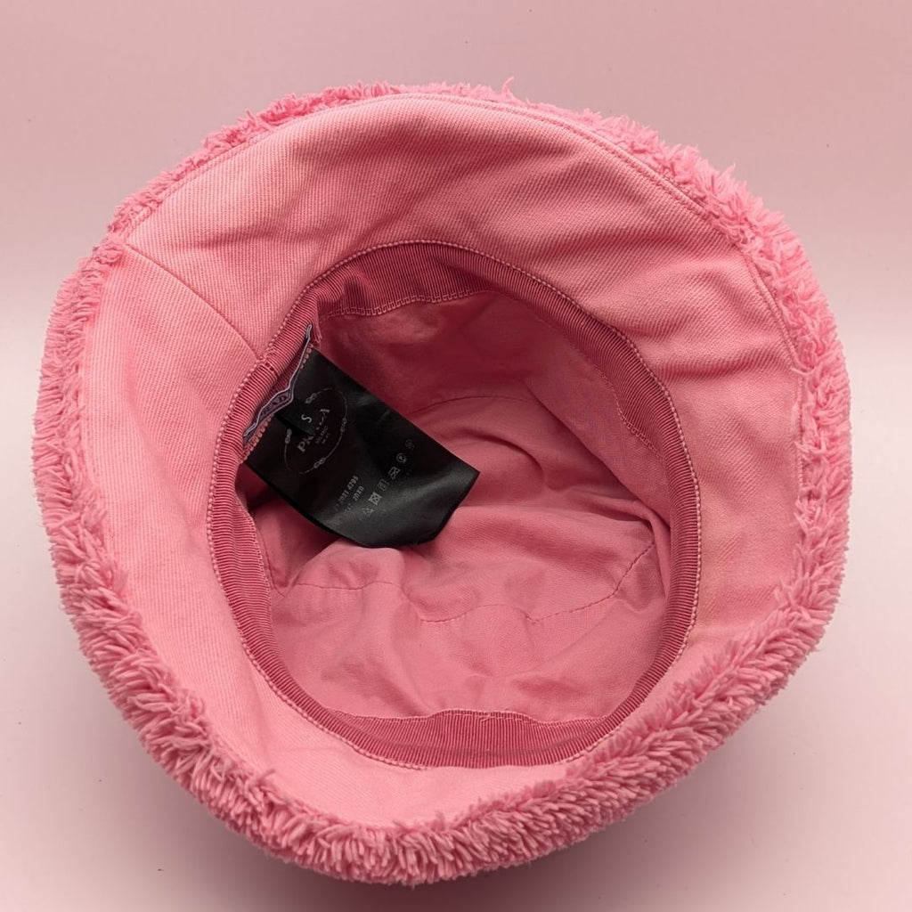 Prada Bucket Hat Terry Fur Pink Logo — view 6
