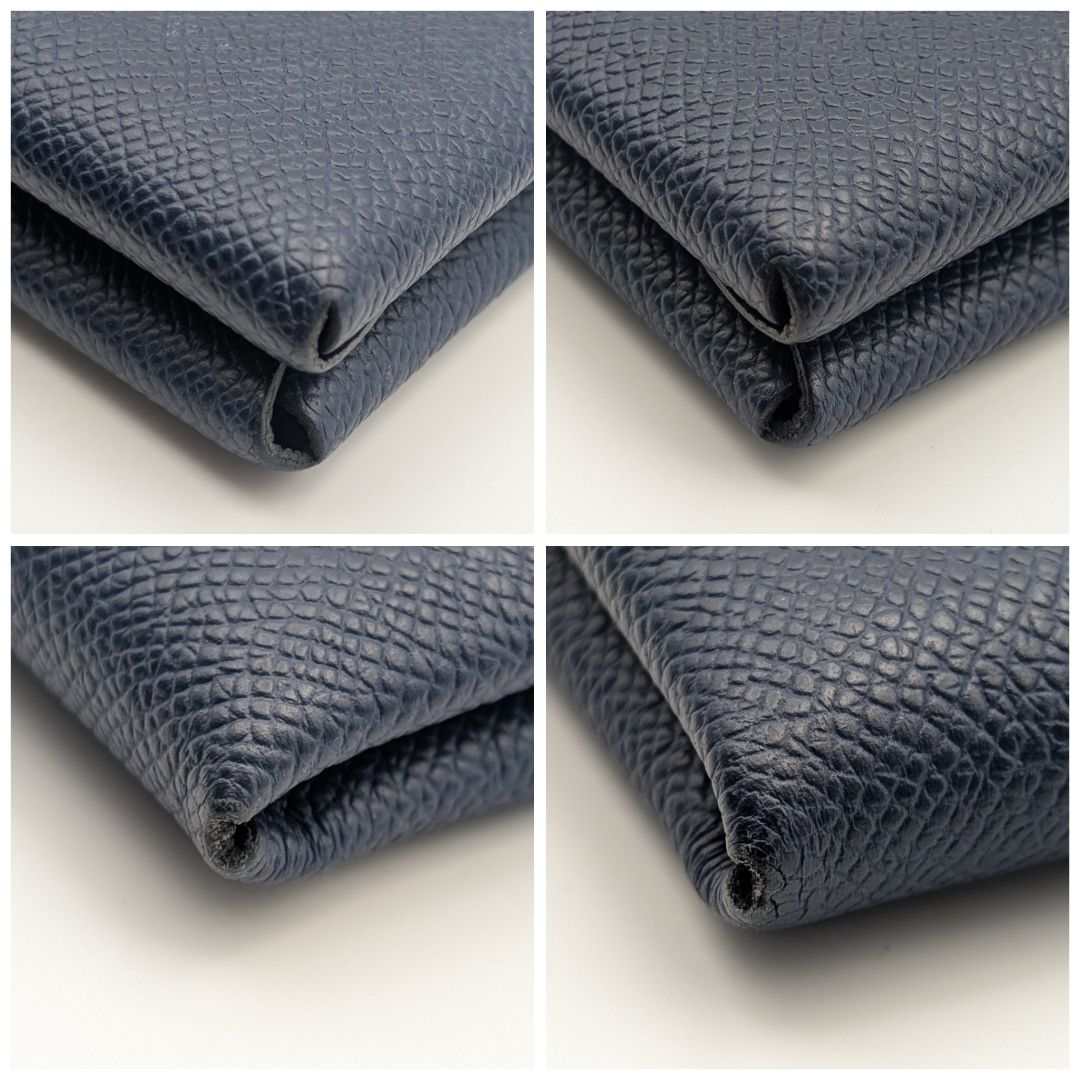 Hermes Calvi Duo Veau Epsom Navy Coin Case Business — view 4