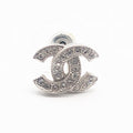 Chanel Earrings CC Logo Silver Rhinestone Recent
