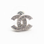 Chanel Earrings CC Logo Silver Rhinestone Recent