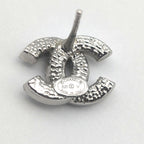 Chanel Earrings CC Logo Silver Rhinestone Recent — view 3