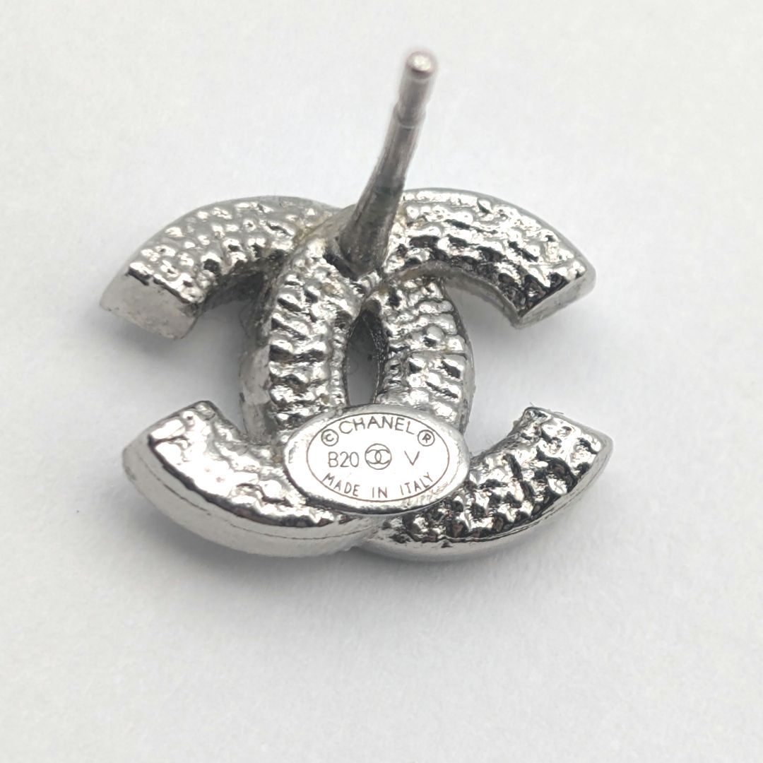 Chanel Earrings CC Logo Silver Rhinestone Recent — view 3