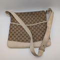 Gucci GG Canvas Shoulder Bag Crossbody Cross Brown White