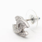 Chanel Earrings CC Logo Silver Rhinestone Recent — view 2
