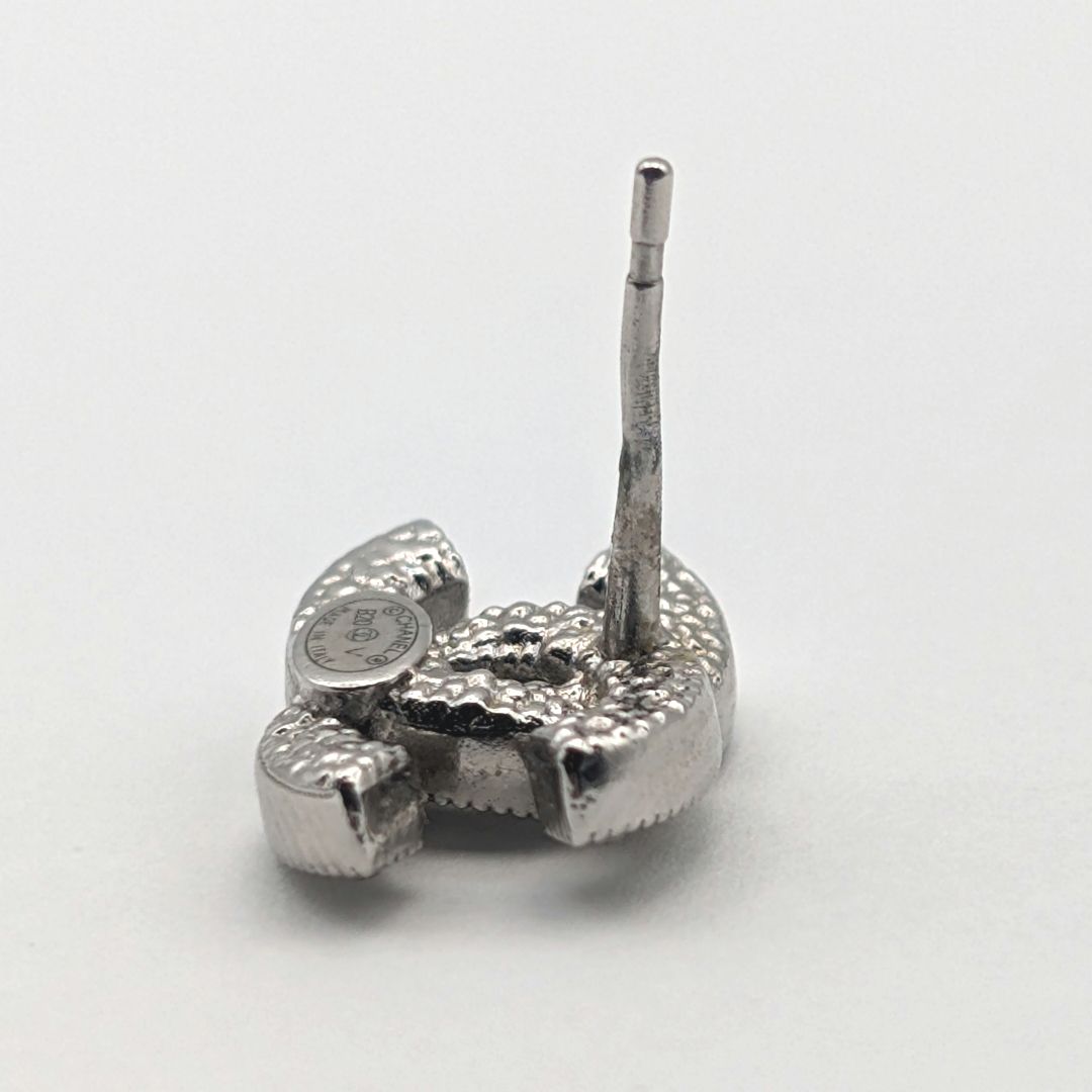 Chanel Earrings CC Logo Silver Rhinestone Recent — view 4
