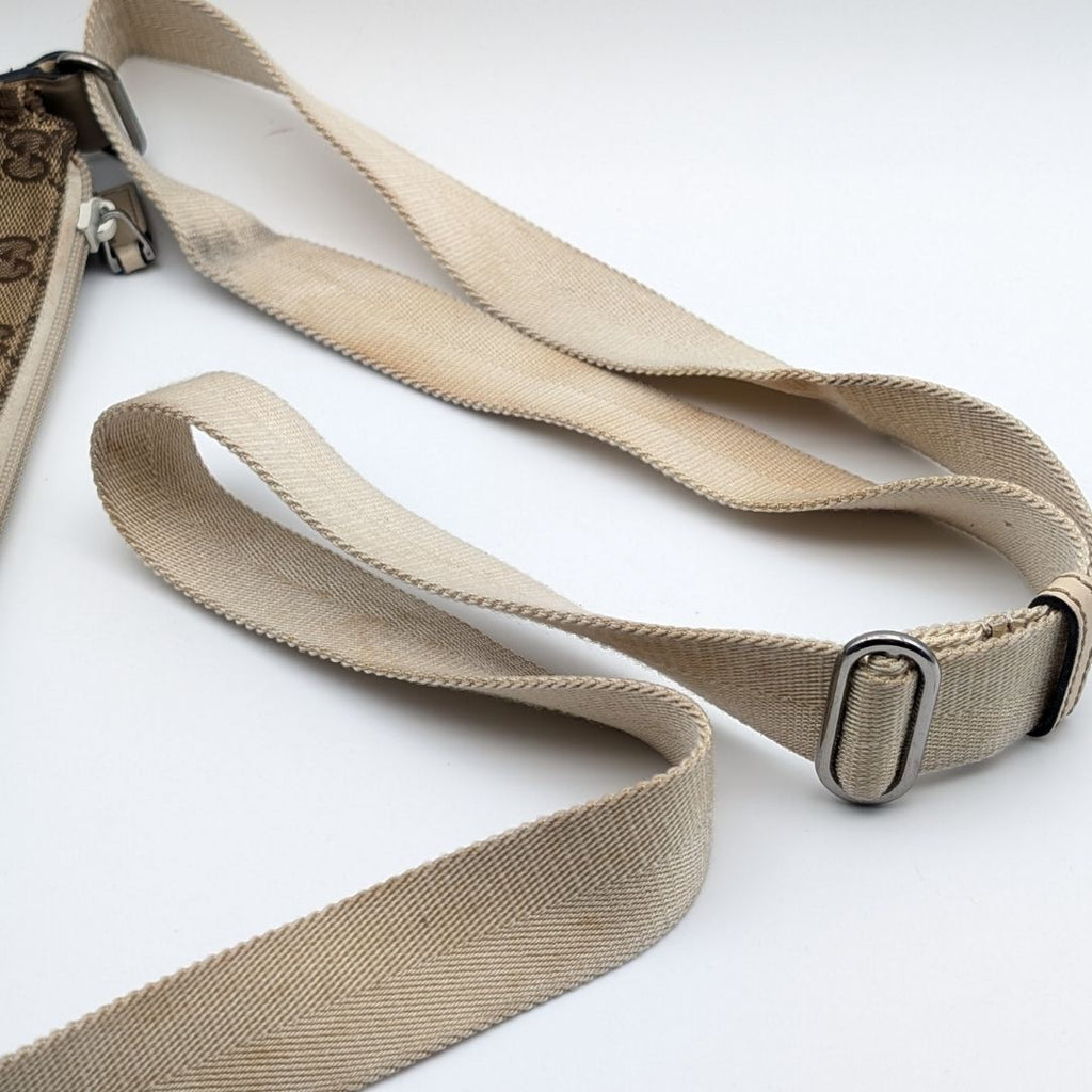 Gucci GG Canvas Shoulder Bag Crossbody Cross Brown White — view 5