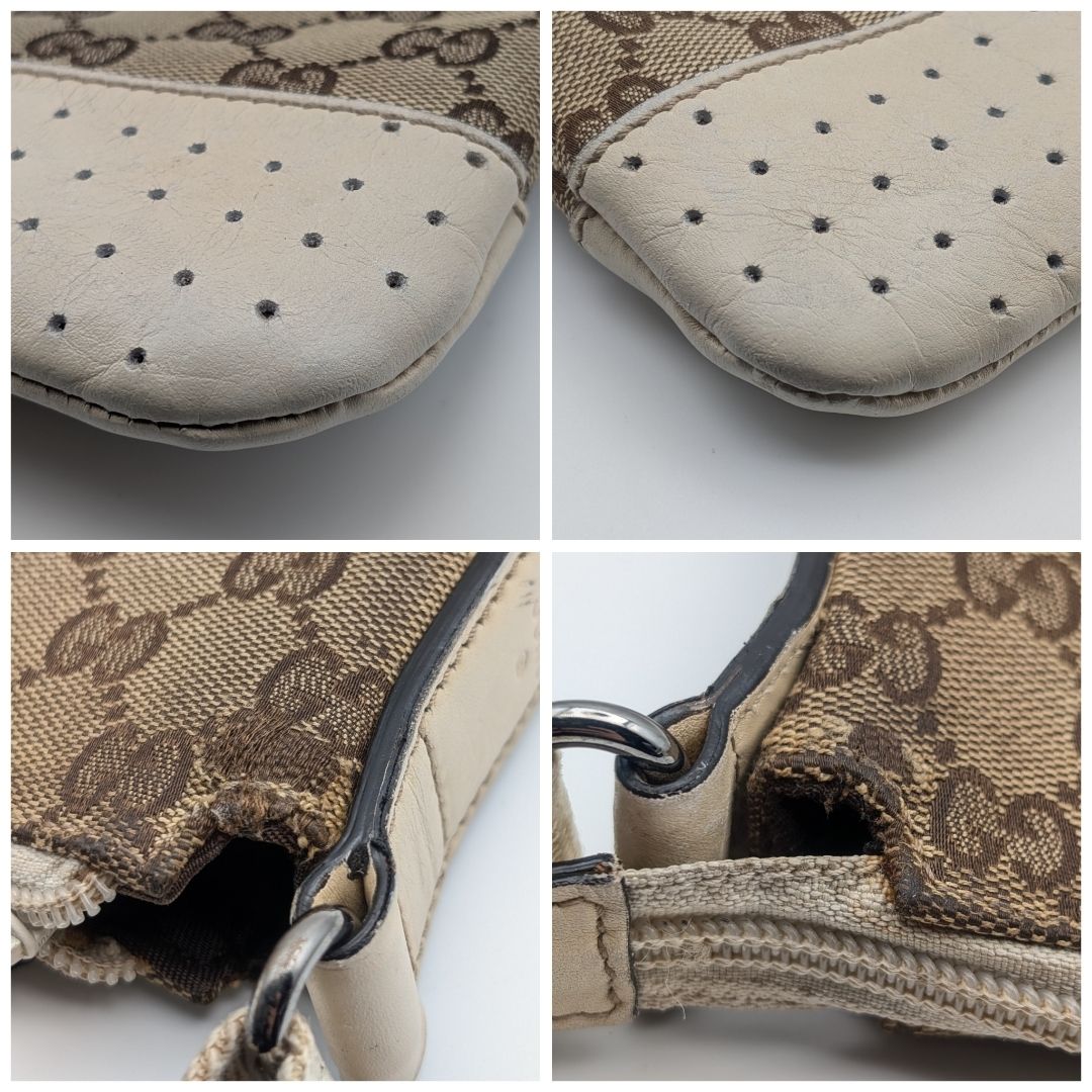 Gucci GG Canvas Shoulder Bag Crossbody Cross Brown White — view 3