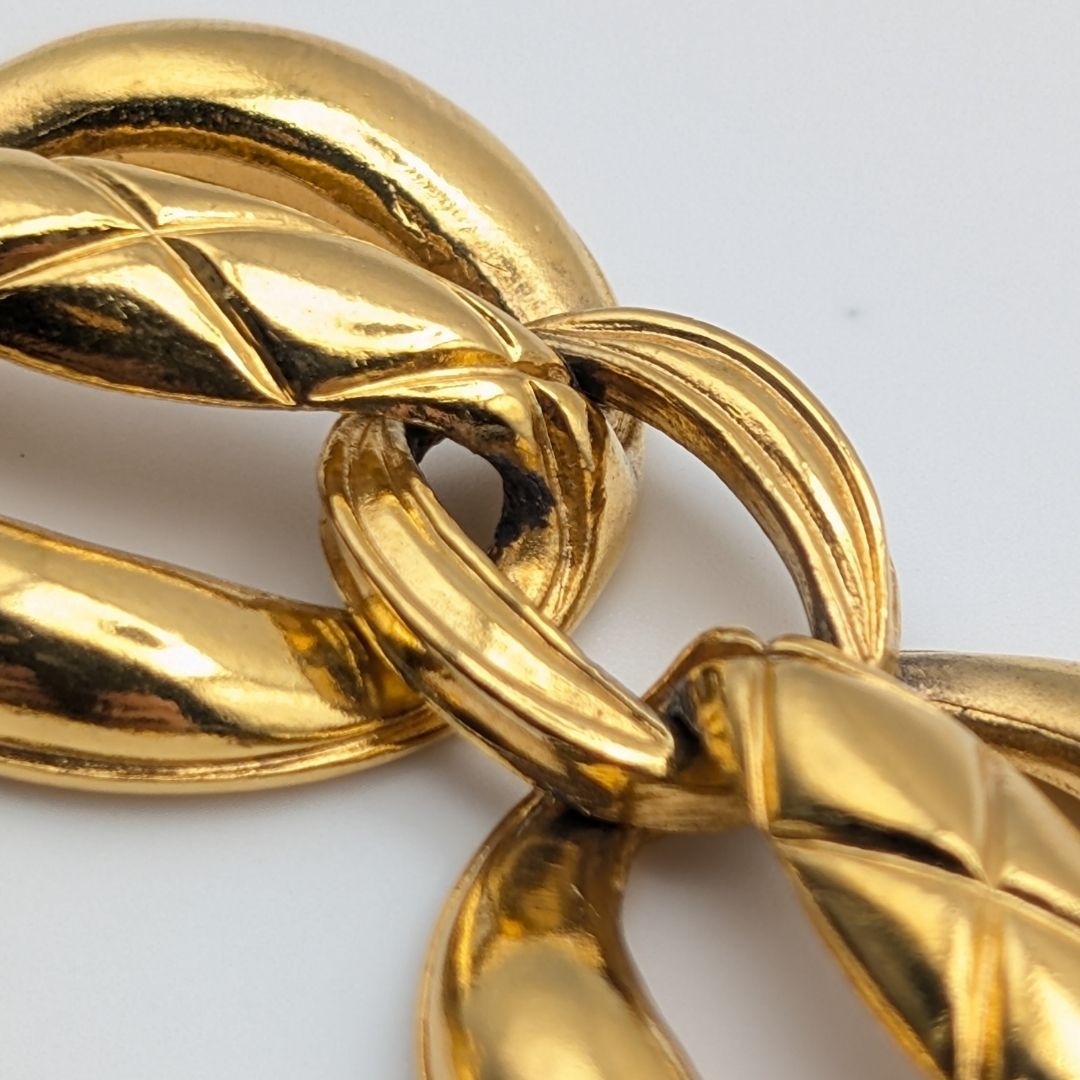 Chanel Quilted Gold Chain Long Necklace Vintage — view 3
