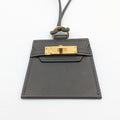 Hermes Montpetit Kelly GM Etain Leather Gray Gold Bag Motif Necklace
