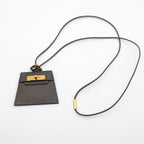Hermes Montpetit Kelly GM Etain Leather Gray Gold Bag Motif Necklace — view 8