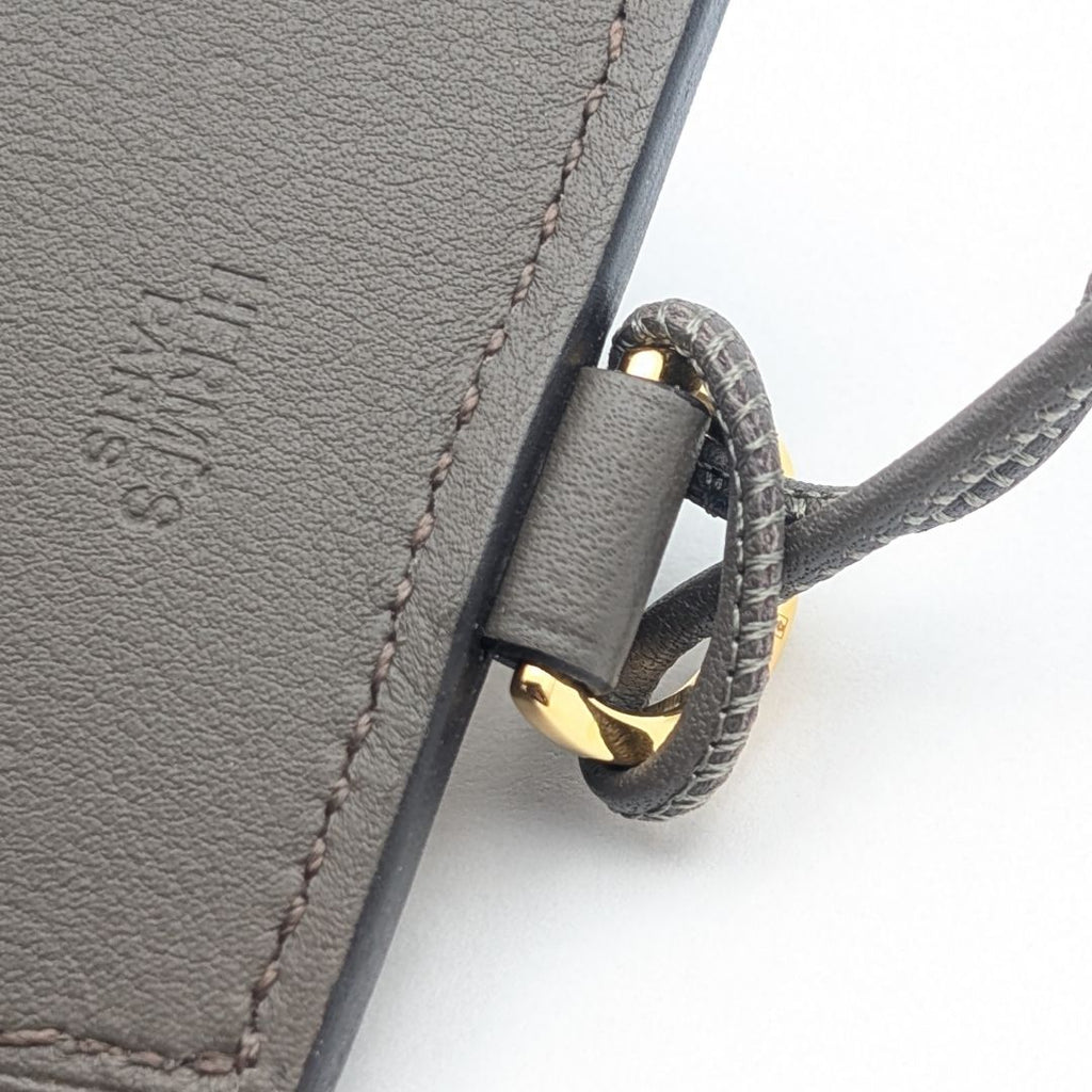 Hermes Montpetit Kelly GM Etain Leather Gray Gold Bag Motif Necklace — view 4