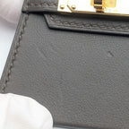 Hermes Montpetit Kelly GM Etain Leather Gray Gold Bag Motif Necklace — view 3