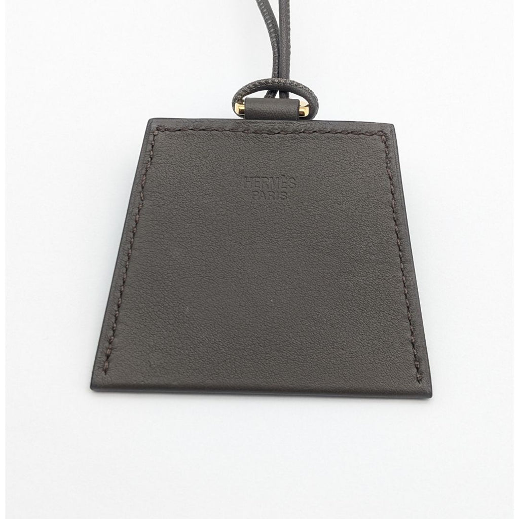 Hermes Montpetit Kelly GM Etain Leather Gray Gold Bag Motif Necklace — view 2