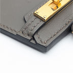 Hermes Montpetit Kelly GM Etain Leather Gray Gold Bag Motif Necklace — view 6