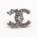 Chanel Earrings CC Logo Silver Rhinestone Recent