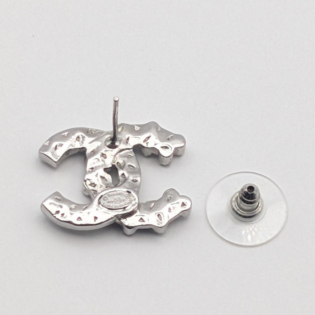 Chanel Earrings CC Logo Silver Rhinestone Recent — view 3