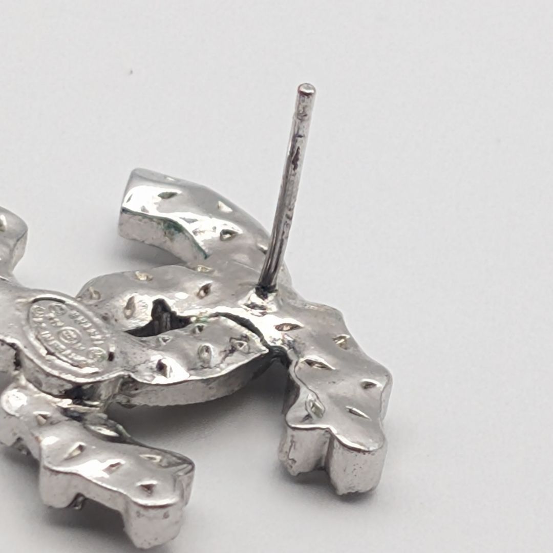 Chanel Earrings CC Logo Silver Rhinestone Recent — view 5