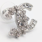Chanel Earrings CC Logo Silver Rhinestone Recent — view 2