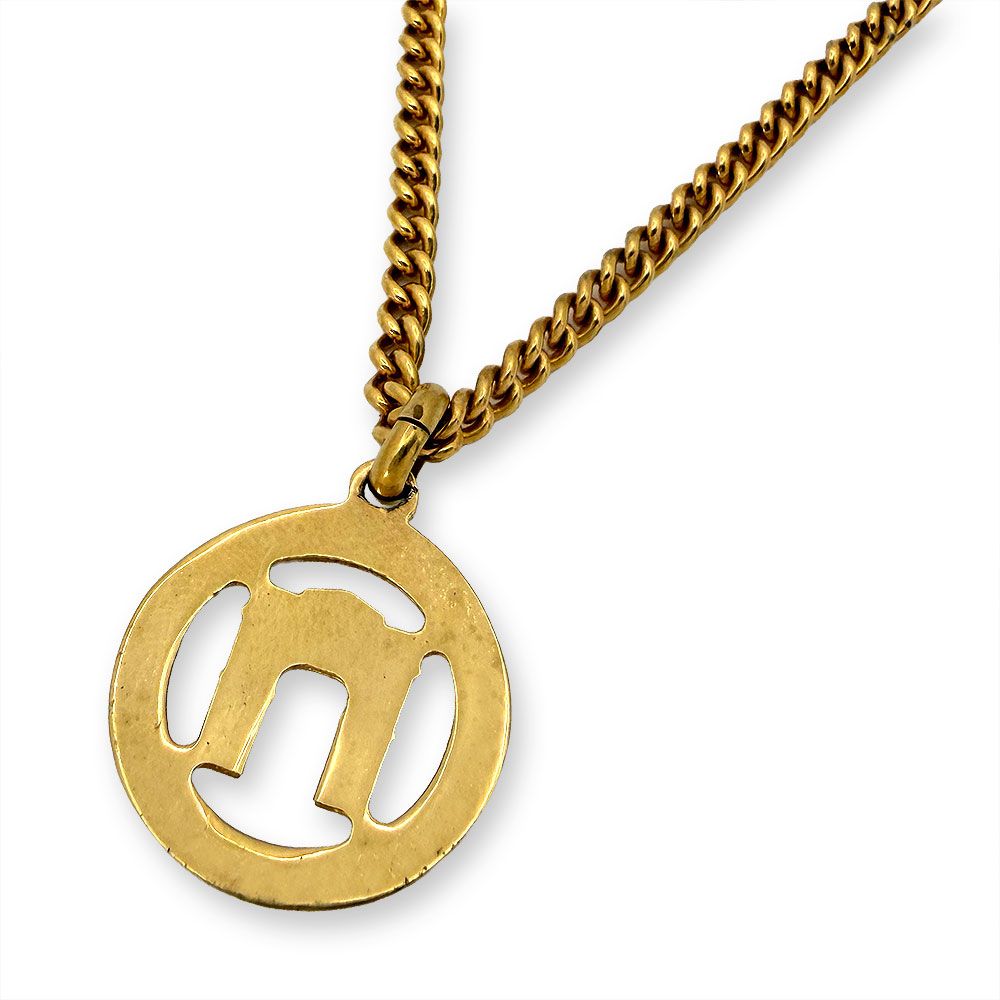 Celine Circle Rhinestone Logo Arc de Triomphe Necklace — view 2