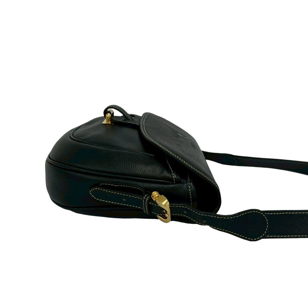 Loewe Vintage Anagram Log Leather Shoulder Bag Pochette Crossbody Black — view 6