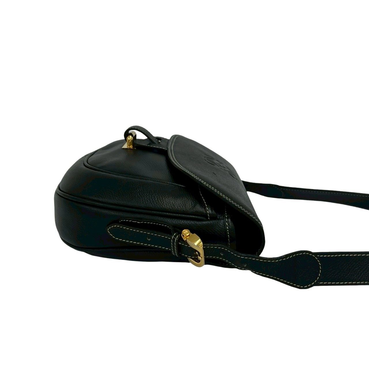 Loewe Vintage Anagram Log Leather Shoulder Bag Pochette Crossbody Black — view 6