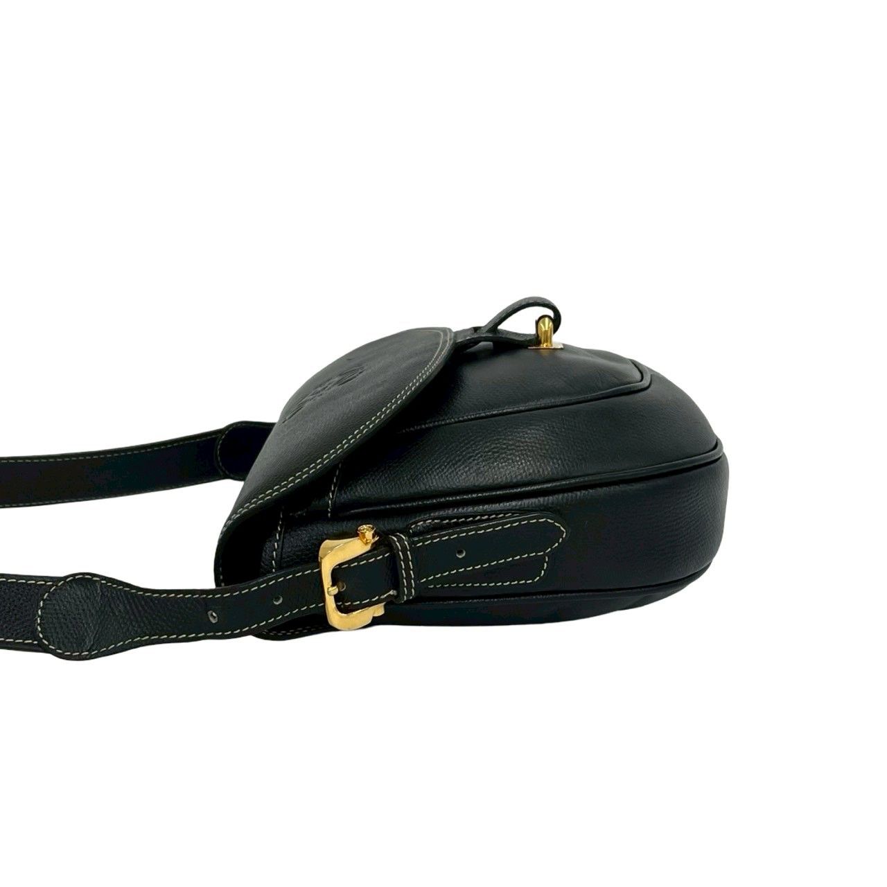 Loewe Vintage Anagram Log Leather Shoulder Bag Pochette Crossbody Black — view 5
