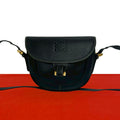 Loewe Vintage Anagram Log Leather Shoulder Bag Pochette Crossbody Black