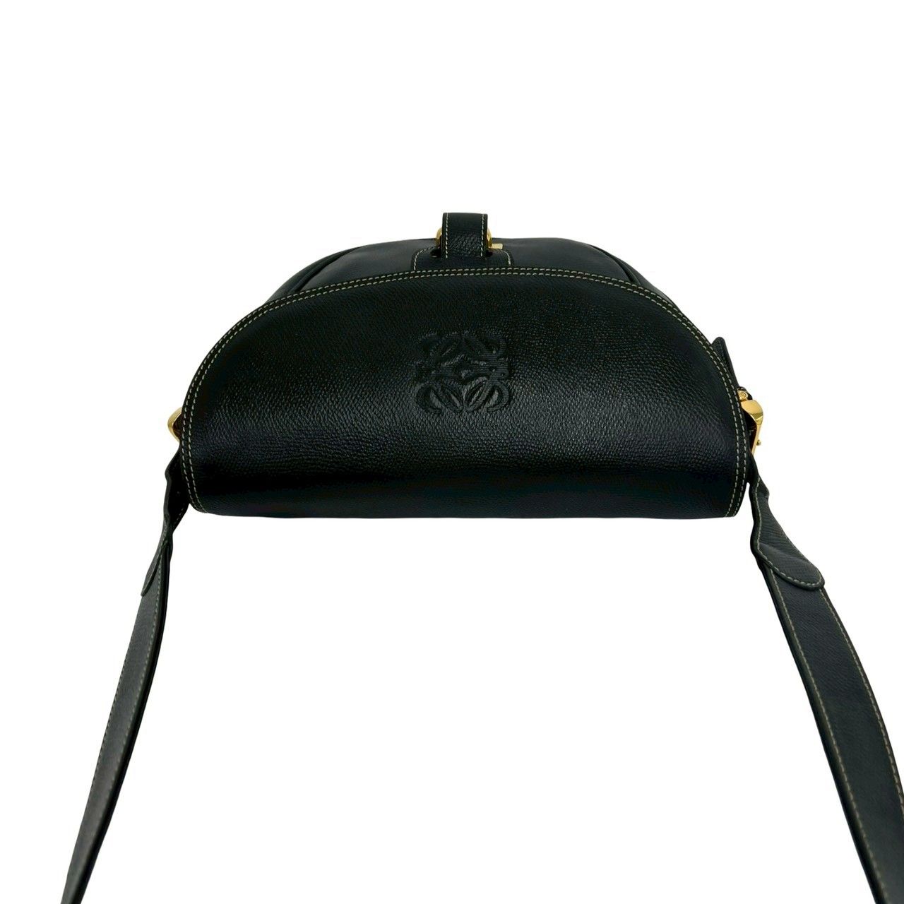 Loewe Vintage Anagram Log Leather Shoulder Bag Pochette Crossbody Black — view 4