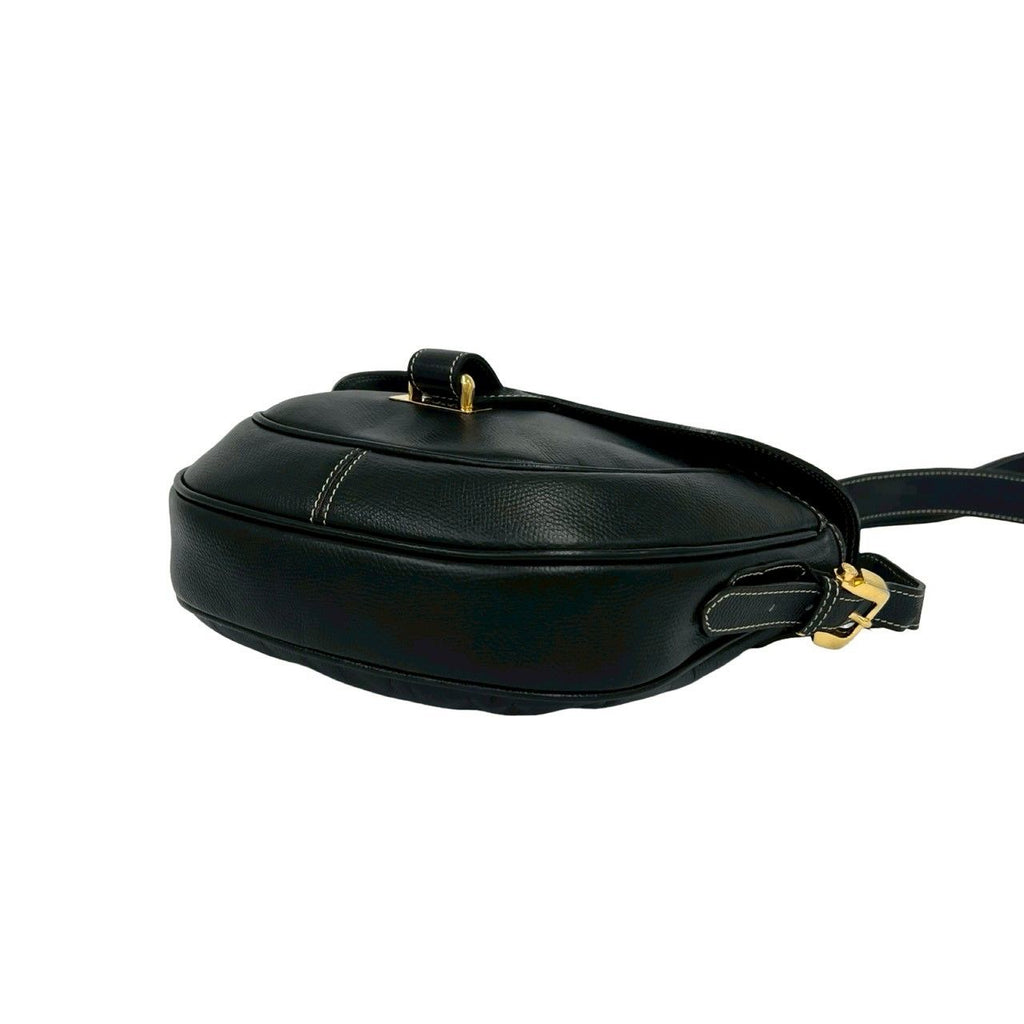 Loewe Vintage Anagram Log Leather Shoulder Bag Pochette Crossbody Black — view 8