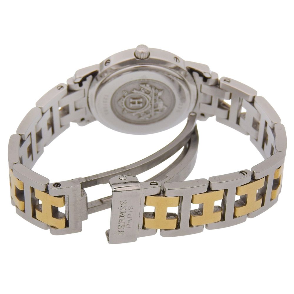 Hermes Clipper Stainless Steel Gold Plated Quartz Analog Display White Dial — view 4