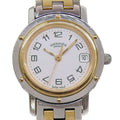 Hermes Clipper Stainless Steel Gold Plated Quartz Analog Display White Dial