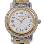 Hermes Clipper Stainless Steel Gold Plated Quartz Analog Display White Dial