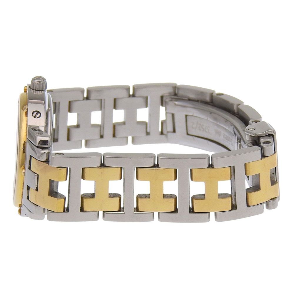 Hermes Clipper Stainless Steel Gold Plated Quartz Analog Display White Dial — view 3